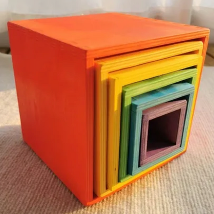 Montessori Wooden Rainbow Stacking Boxes