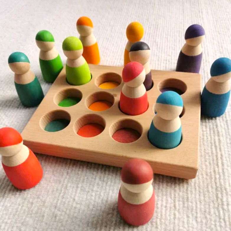 Montessori Wooden Peg People & Board