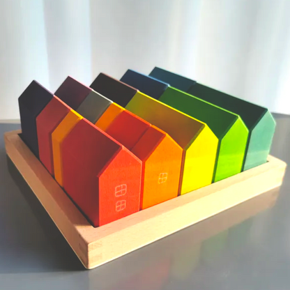 Montessori Wooden Rainbow Houses 15pc