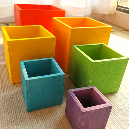 Montessori Wooden Rainbow Stacking Boxes