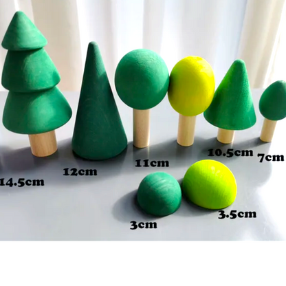 Montessori Wooden Toy Trees & Bushes (8 piece)