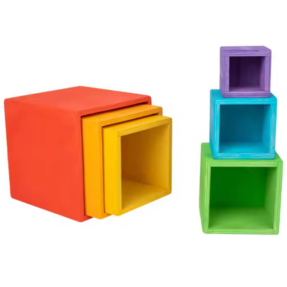 Montessori Wooden Rainbow Stacking Boxes