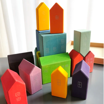 Montessori Wooden Rainbow Houses 15pc