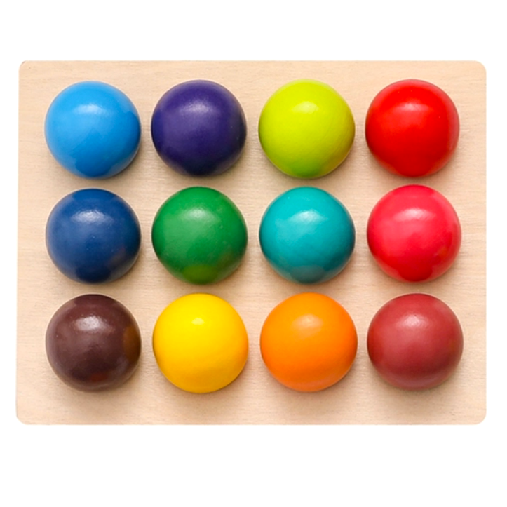 Montessori Wooden Rainbow balls & holder