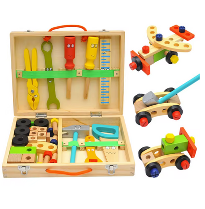 Montessori Wooden Tool Set & Toolbox 35pc