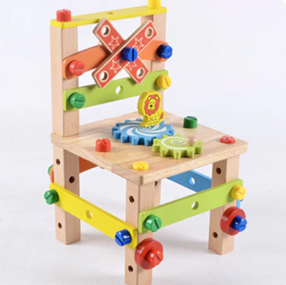 Montessori Wooden Chair Construction Toy Set