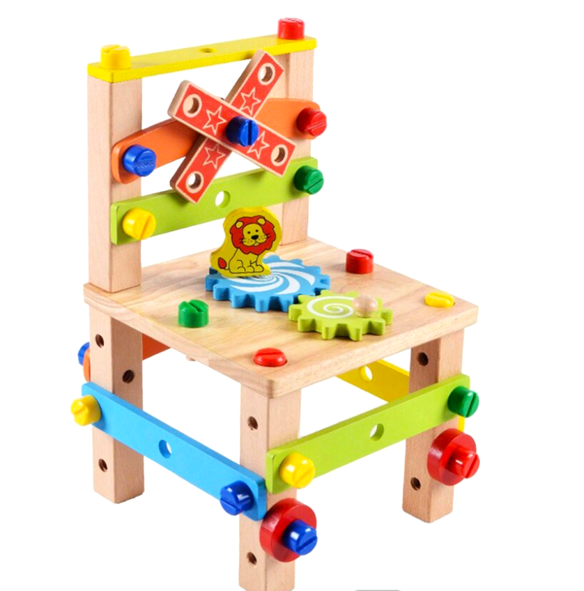 Montessori Wooden Chair Construction Toy Set