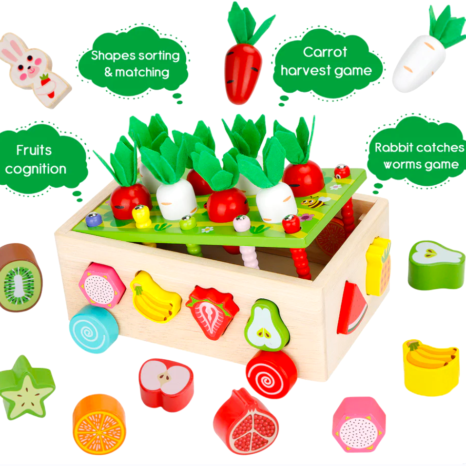 Montessori Wooden Fruit Cart Play Set