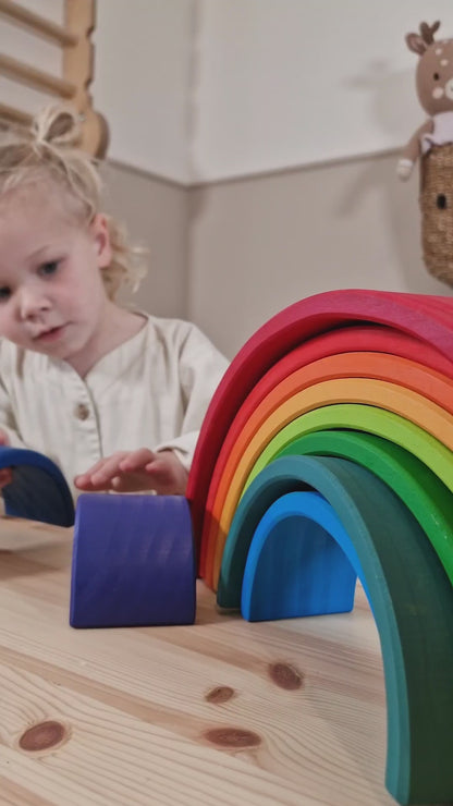 Montessori Wooden Rainbow Bridges Set  12pc